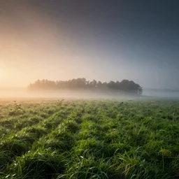 an open field, mist, full color, cinematic
