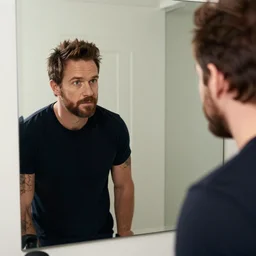 mirror with joe rogan in the reflection