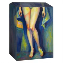 a cubo - futurism portrait of a woman with very long legs vibrant color scheme, highly detailed, in the style of romanticism, cinematic, artstation, moebius, greg rutkowski