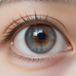 very closeup shot, photo of an city inside girls' eye iris , award winning shot