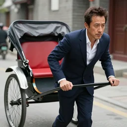 award winning photo of ben stiller as a chinese man pulling a rickshaw