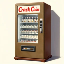 cigarette vending machine, with'crack cocaine'written on it, we can do it, wwii american propaganda, 4 0 s art.