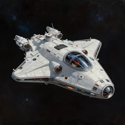 a beautiful painting of a spaceship in deep space, by art fitzpatrick, trending on artstation, star wars.