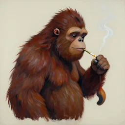 a greg manchess portrait panting of sasquatch smoking an e cigarette, medium shot, asymetrical, profile picture, organic painiting, matte paiting, bold shapes, hard edges, hyper realistic, trending on artstation,
