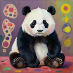 a beautiful painting panda, by picasso by kusama yayoi painting lumion render