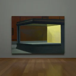 an ominous object floats in an empty room, a highly detailed edward hopper painting, by adrian ghenie and gerhard richter. art by james gurney. masterpiece, flat surreal design with deep colours. 8 k. artstation.