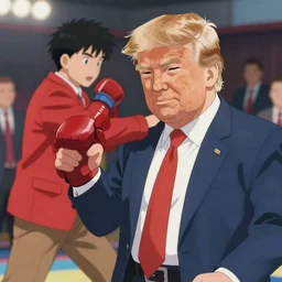Donald Trump in an anime fight, highly detailed
