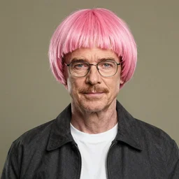 walter white wearing a pink wig
