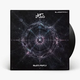 a hightech psytrance album cover design withot texts by rusty psyfly for blackout records