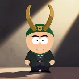 loki drawn in style of south park