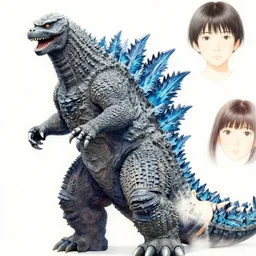 a close up drawing of godzilla by inio asano, beeple and james jean, aya takano color style, 8 k, super detailed, night sky, digital art, digital painting, celestial, majestic, colorful