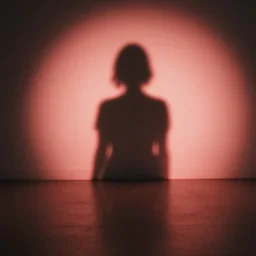 she is seeing her own shadow outlined in red light and cast across floor below her