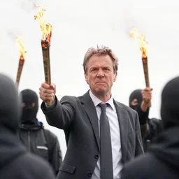 2 4 mm photograph of angry geert wilders and torch - wielding masked people taunting women with hijab, shouting, crazy eyes, atmospheric lighting, by joel meyerowitz, by saul leiter