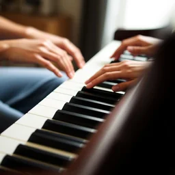 closeup photo of hands playing the piano