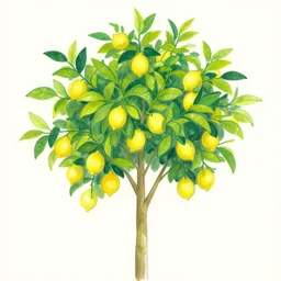 sicilian lemon tree in the style of yuichi yokoyama : : 1 and archigram : : 1 0 and peter doig : : 1 0, part by nicolas de stael : : 0. 3, heavy : : 1, rich : : 1, smooth : : 1, jagged : : 1, 4 k : : 1, minimal, line brush : : 1 0, godzilla