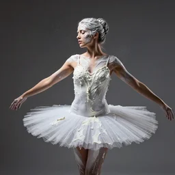 woman model with white paint splashing on her forming a tutu. high speed studio photo. dramatic rembrandt lighting. iain crawford, viscus paint milky sheeting