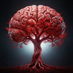 the holy grail, surreal, abstract, tree of life brains, red veins cinematic masterpiece, beautiful lighting