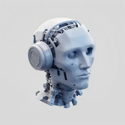 isometric 3D octane render of a deconstructed thinking machine