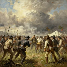 the Texas revolution, battle scene, cinematic, epic, amazing, wow, beautiful painting, by Ted Nasmith