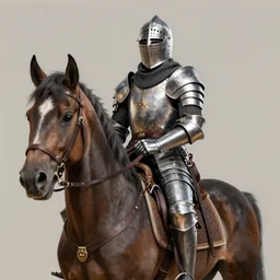 Medieval knight riding on an armored horse, looking at the camera, digital art, realistic, detailed, artstation