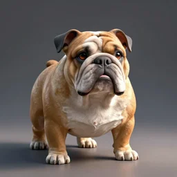 a bulldog rendered with blender,