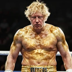 boris johnson gigachad muscular god emperor golden light cinematic boxing knockout mike tyson