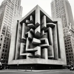 M.C. Escher building, downtown New York. Photorealistic