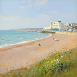 expansive oil painting of the brighton coastline