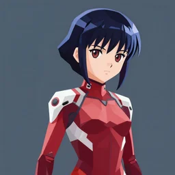anime motoko kusanagi, 4k, cubist style, vector art