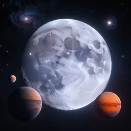 moon setting, space, galaxy, milkyway, nebula, Mars, planets, neon, cinematic, realistic, glow, beautiful,