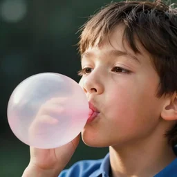 close up! kid blowing bubble gum, disney concept artists, blunt borders, rule of thirds
