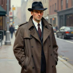 alex toth artwork of a trench coat detective in a city street