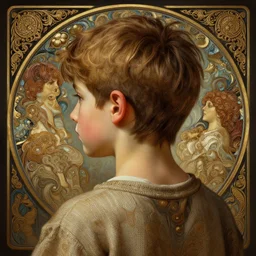 perfectly - portrait of a boy from behind, intricate, highly detailed, digital painting, artstation, concept art, smooth, sharp focus, illustration, unreal engine 5, 8 k, art by artgerm and greg rutkowski and alphonse mucha