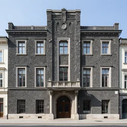 Vienna facade architecture made from lava rocks