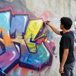 graffiti artist spraying paint in the air splash art graphic design color splash high contrasting art, fantasy, highly detailed, art by greg rutkowski