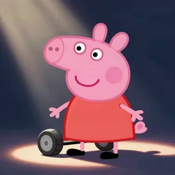 peppa pig with his head shaped like a superturbo
