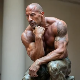 dwayne johnson as the thinker by rodin