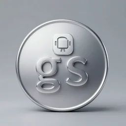 letters g and s, 3 d logo, professionally - made, round, silver hues, ios icon, android icon, trending on play store, digital art,