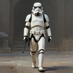 extremely long shot of an imperial stormtrooper walking, concept art by Doug Chiang cinematic, realistic painting, high definition, concept art, the Mandalorian concept art style