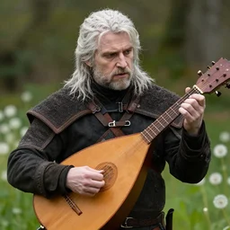 adult rupert grint cast as dandelion playing a lute in the witcher netflix series