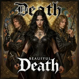 a beautiful death metal cover art, highly detailed, digital painting, artstation, concept art, sharp focus, illustration, art by alex ross and greg rutkowski and alphonse mucha