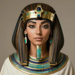 a ultra realistic portrait of the real Clepatra wearing ancient egypt real outfits with ultra  detailed, perfect and wild face, and ultra detailed ,perfect and wild eyes , brown short and straight hair , perfect and ultra detailed portrait