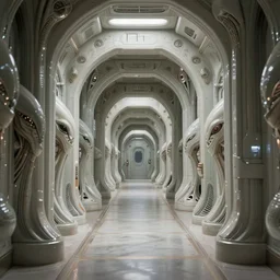 sci-fi corridor, biologic HR Giger style, Alien, Wide angle, featured in artstation, octane render, cinematic, elegant, intricate, 8k
