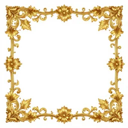 an intricate golden border baroque, golden leaves and vines