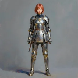 hyper realistic painting of fantasy soldier girl, full body, rule of thirds, conceptart, saturated colors, cinematic, greg rutkowski, brom, james gurney, mignola, craig mullins, alan lee