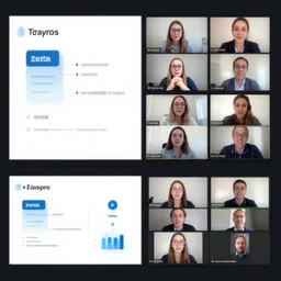 zeta cohort collaborating in a virtual meeting, pefect designed slides, incredible powerpoint skills