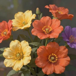 digital painting, highly detailed, octane render, vibrant colors, trending artstation, cinematic lighting, illustration, epic, shallow depth of field, concept art, flowers close - up, photorealism