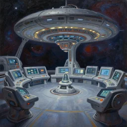 galactic control center, futuristic equipment, oil painting, by greg rutkowski