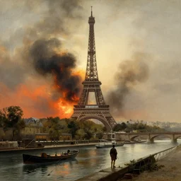 1750 Paris getting nuked, in the style of the Hudson River School