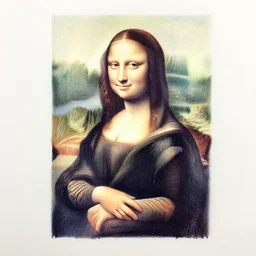 Kids crayon drawing of the monalisa